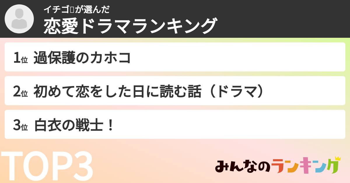 イチゴ🍓さんの「恋愛ドラマランキング」