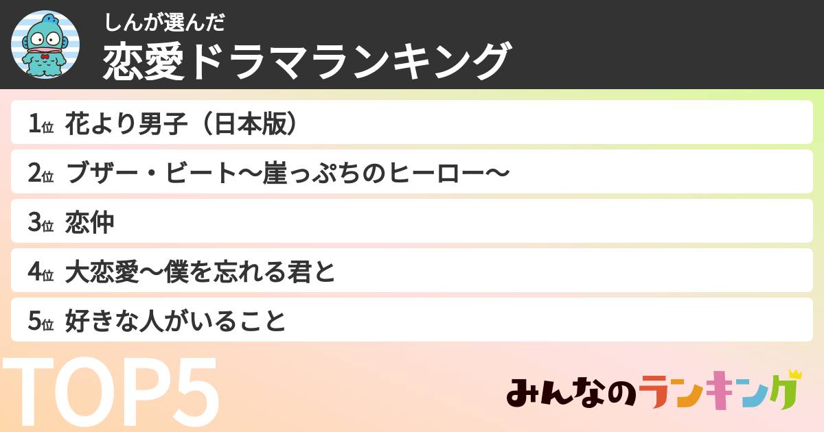 しんさんの「恋愛ドラマランキング」