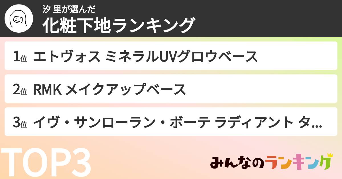 汐 里さんの「化粧下地ランキング」