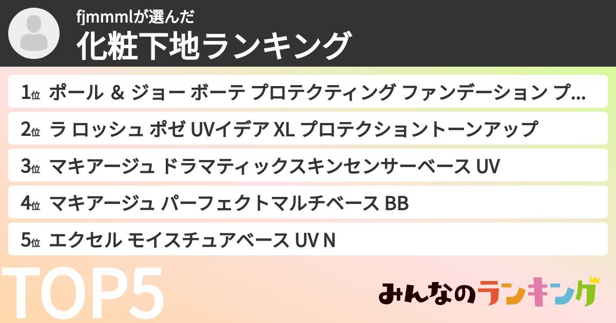 fjmmmlさんの「化粧下地ランキング」