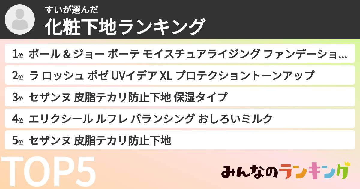 すいさんの「化粧下地ランキング」