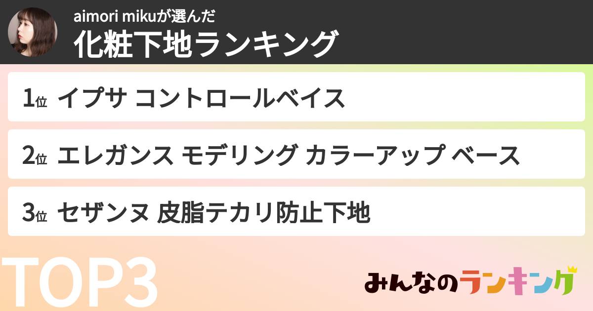 aimori mikuさんの「化粧下地ランキング」