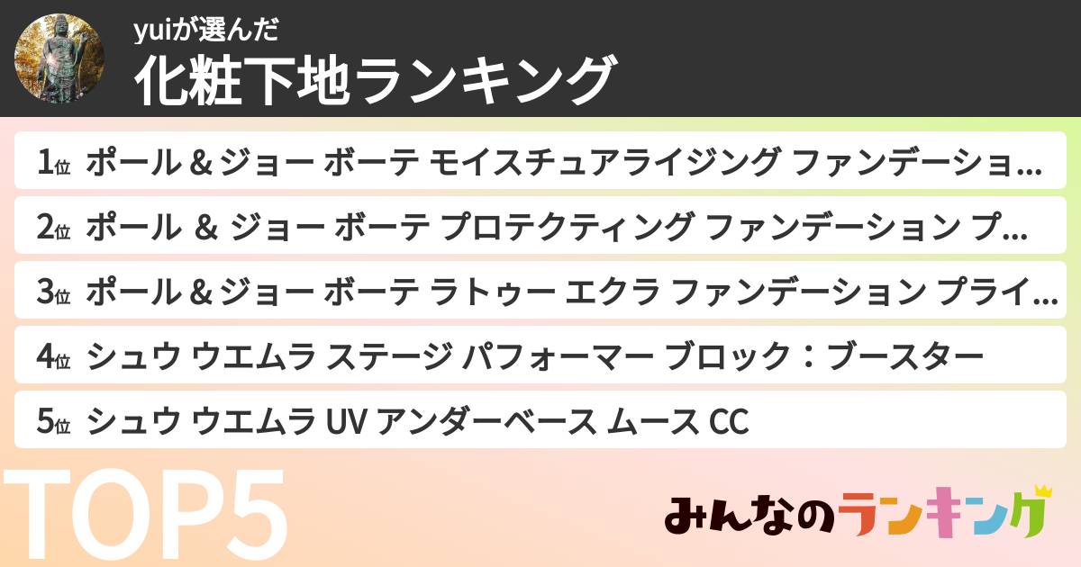 yuiさんの「化粧下地ランキング」