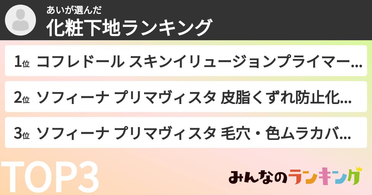 あいさんの「化粧下地ランキング」