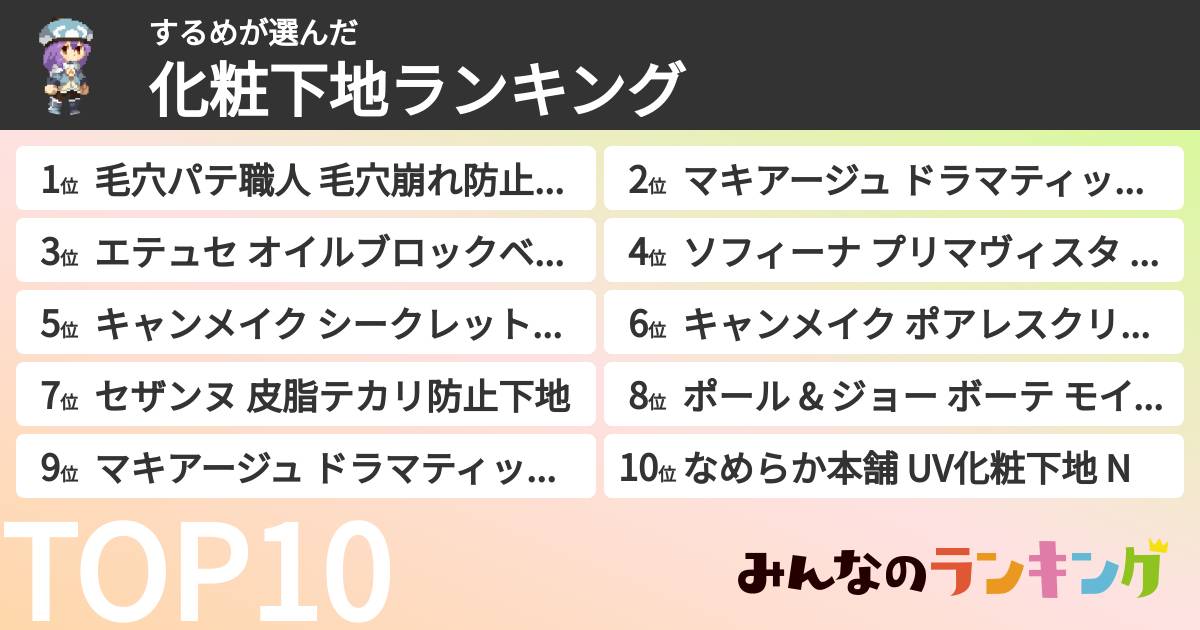 するめさんの「化粧下地ランキング」