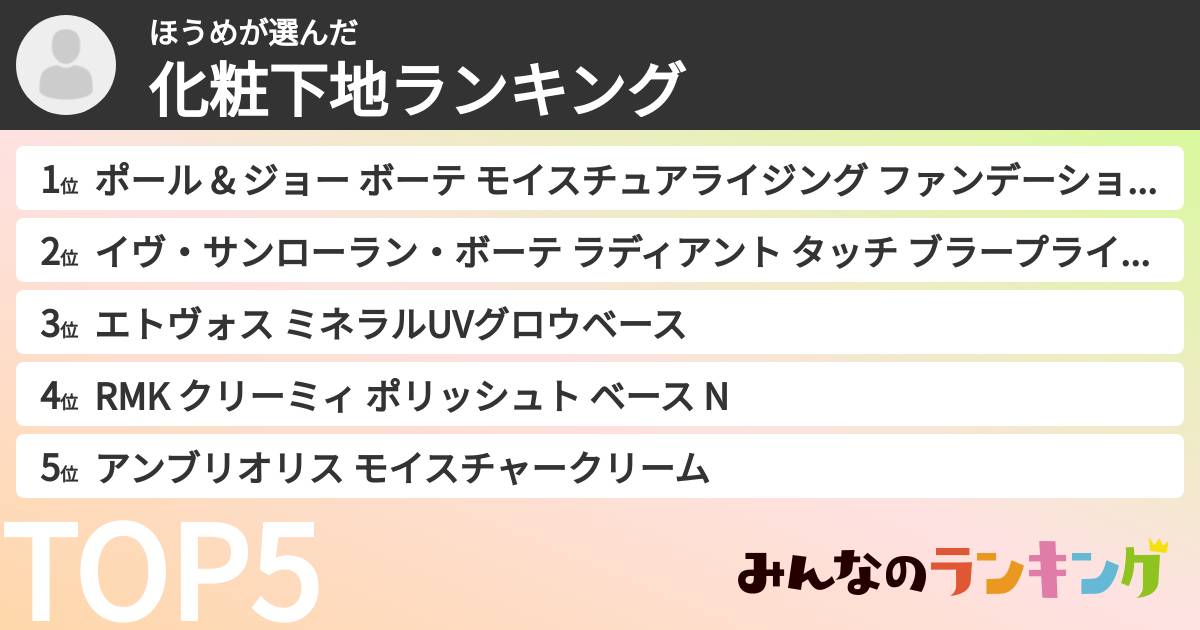 ほうめさんの「化粧下地ランキング」