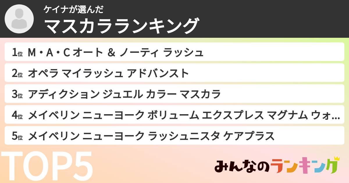 ケイナさんの「マスカラランキング」