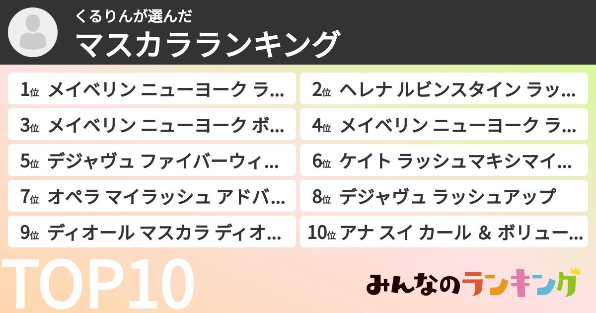 くるりんさんの「マスカラランキング」