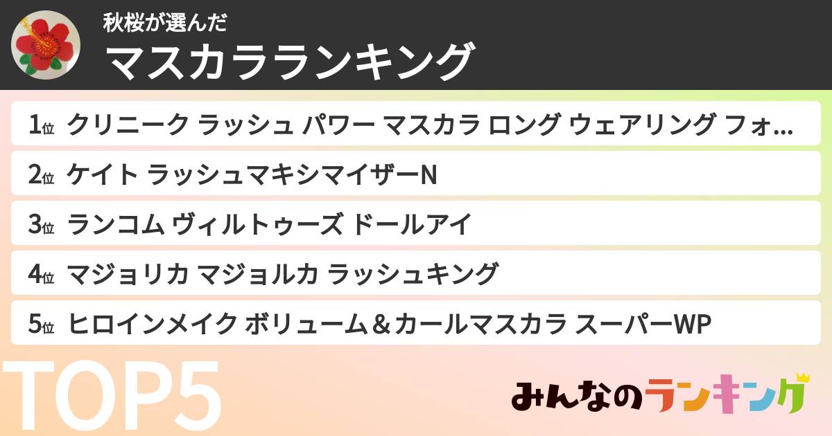 秋桜さんの「マスカラランキング」