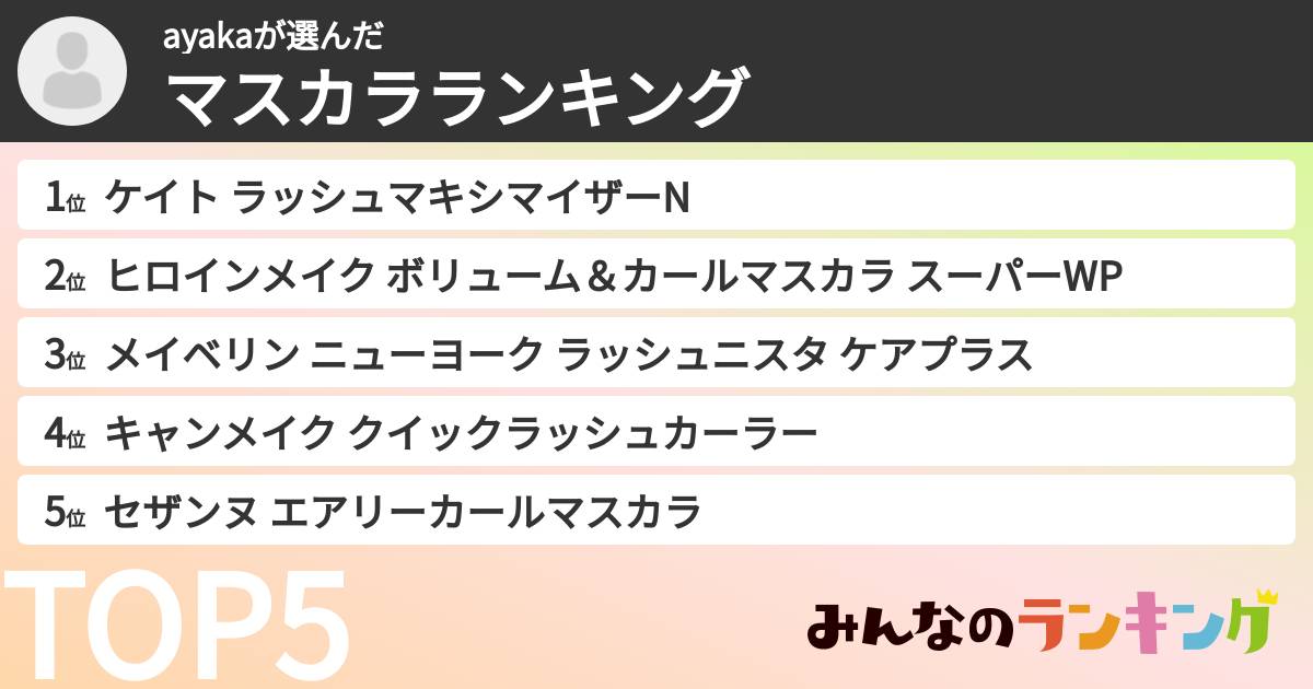 ayakaさんの「マスカラランキング」