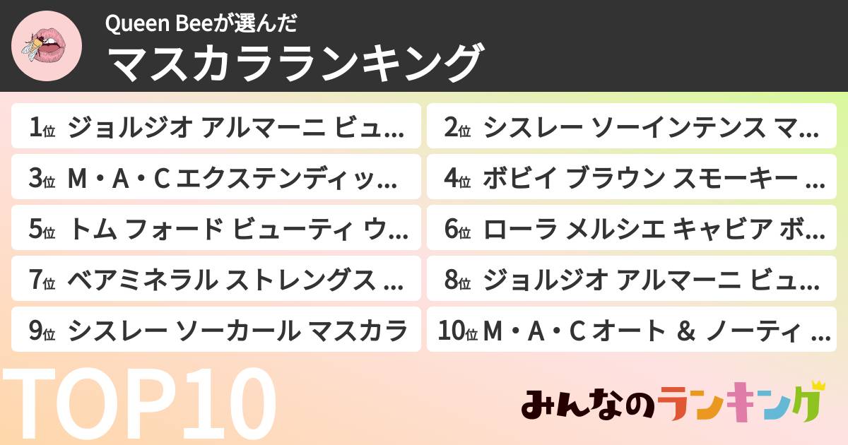 Queen Beeさんの「マスカラランキング」