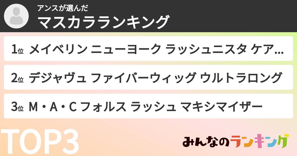 アンスさんの「マスカラランキング」