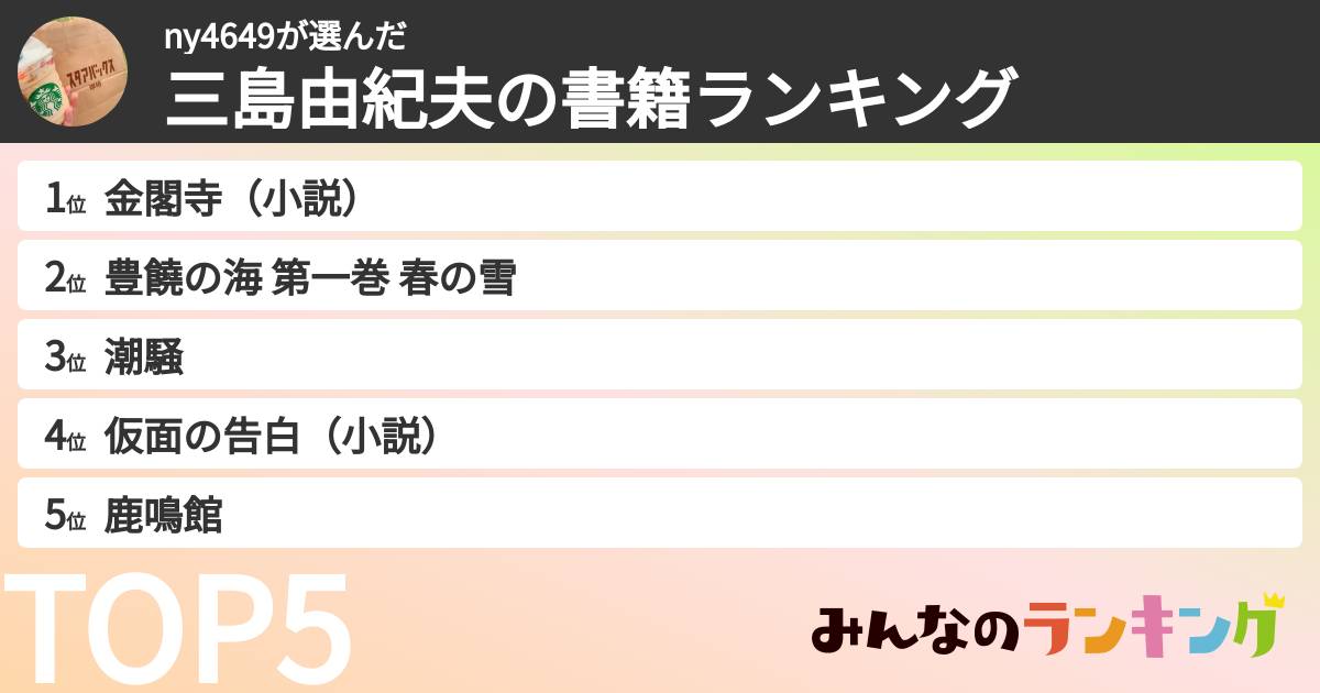ny4649さんの「三島由紀夫の書籍ランキング」