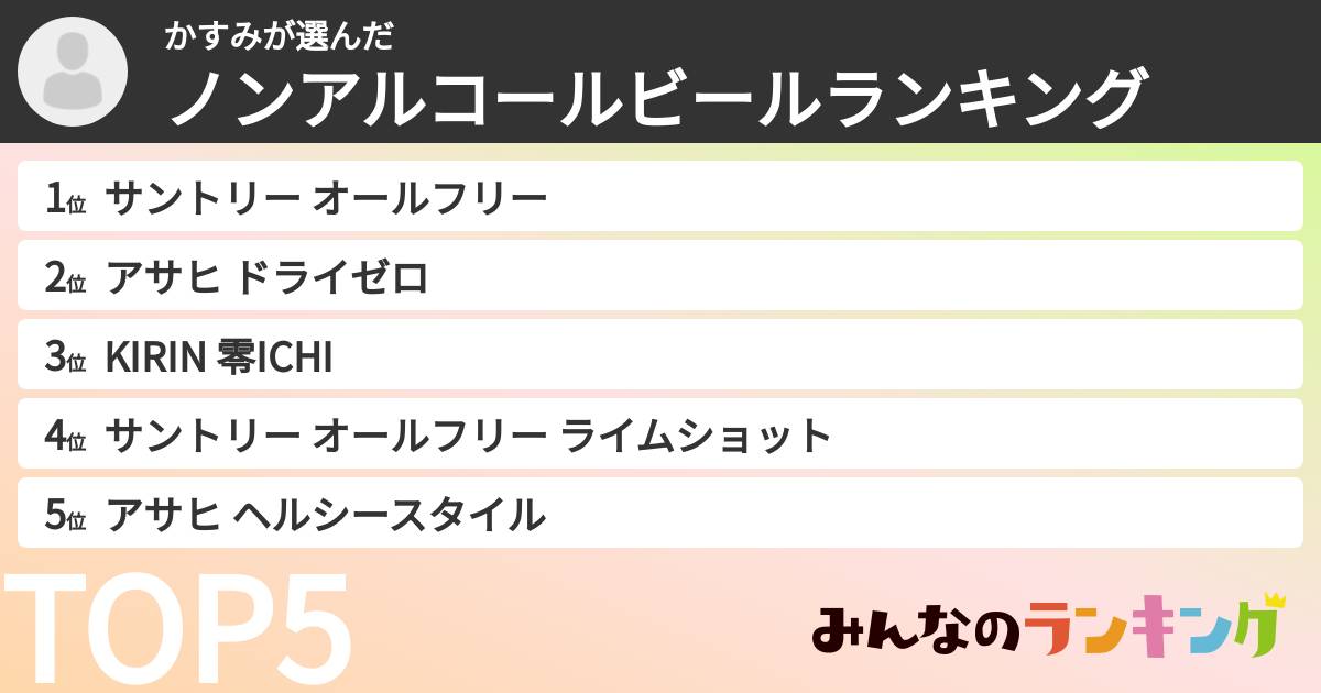 かすみさんの「ノンアルコールビールランキング」