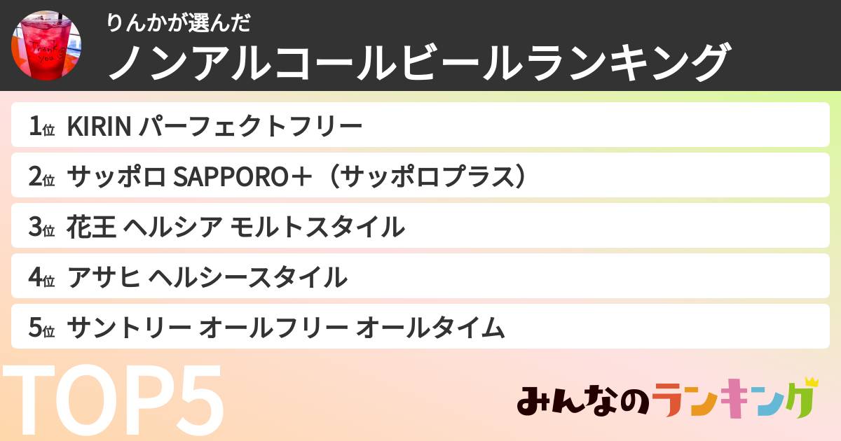 りんかさんの「ノンアルコールビールランキング」