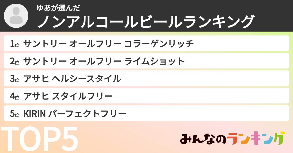 ゆあさんの「ノンアルコールビールランキング」