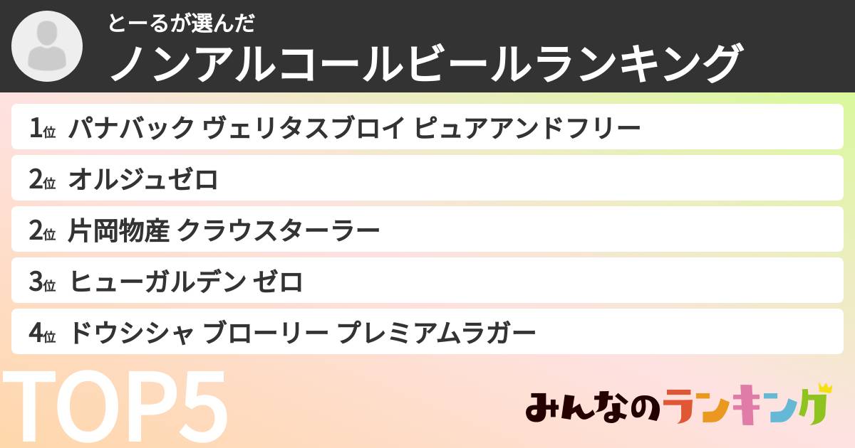 とーるさんの「ノンアルコールビールランキング」
