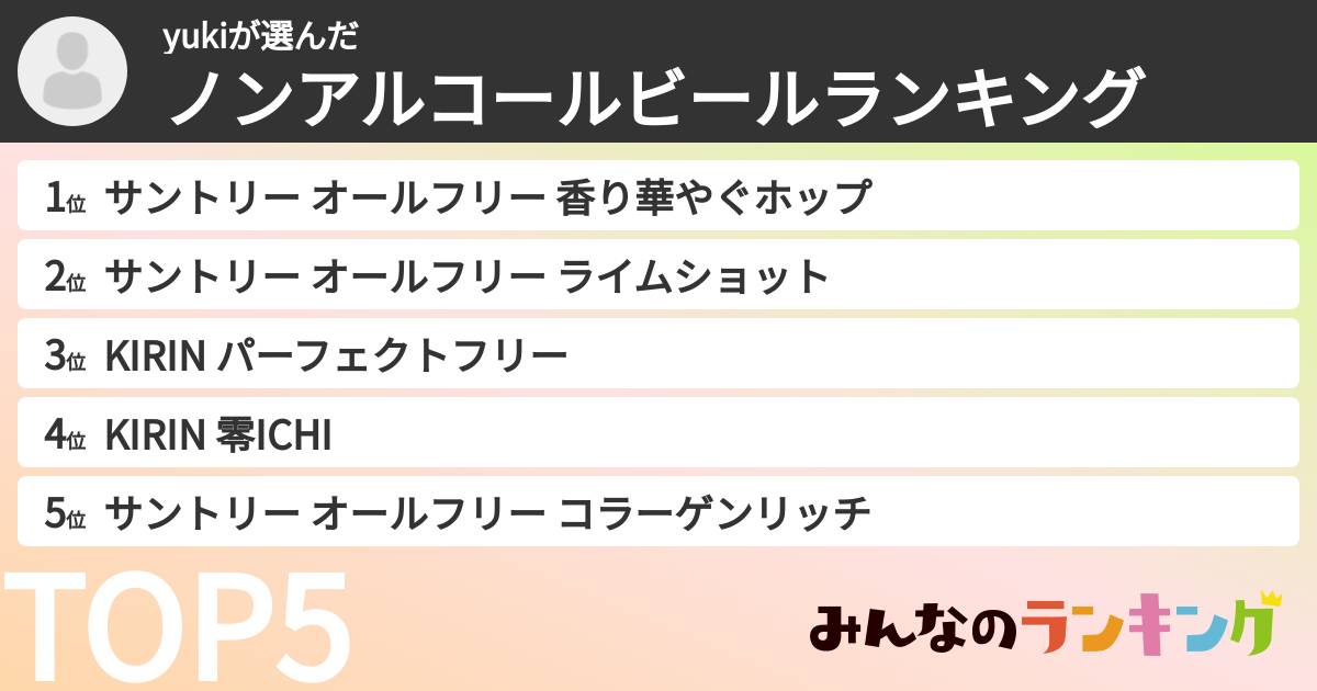 yukiさんの「ノンアルコールビールランキング」
