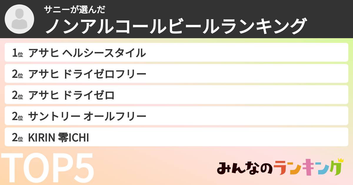 サニーさんの「ノンアルコールビールランキング」