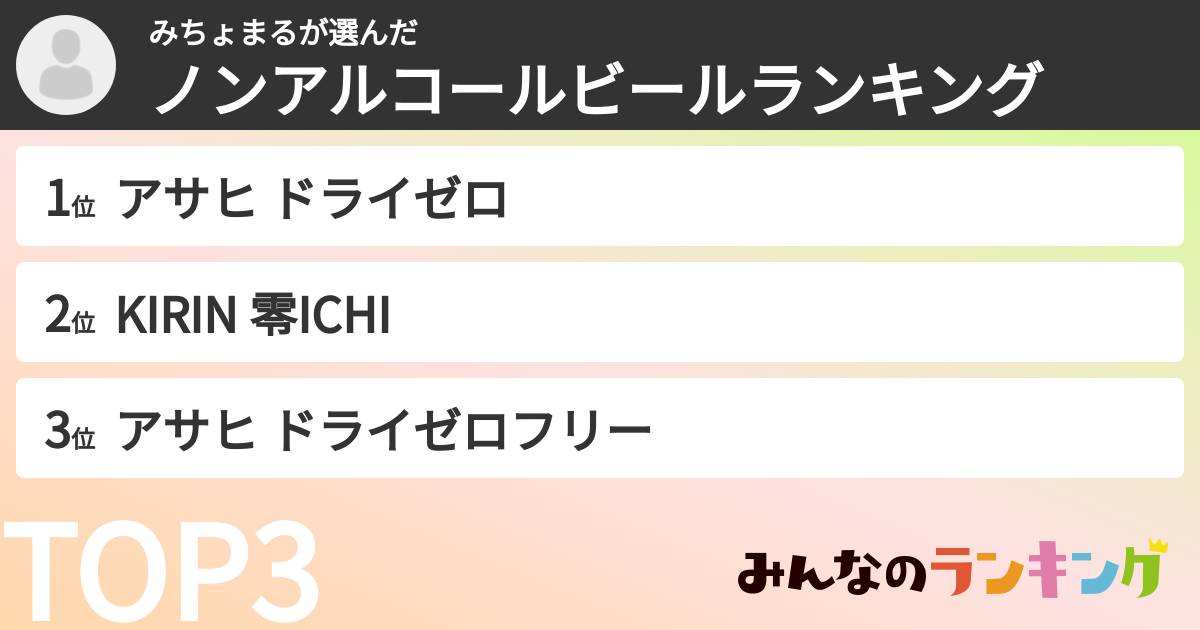 みちょまるさんの「ノンアルコールビールランキング」