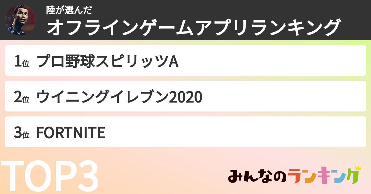 陸さんの「オフラインゲームアプリランキング」