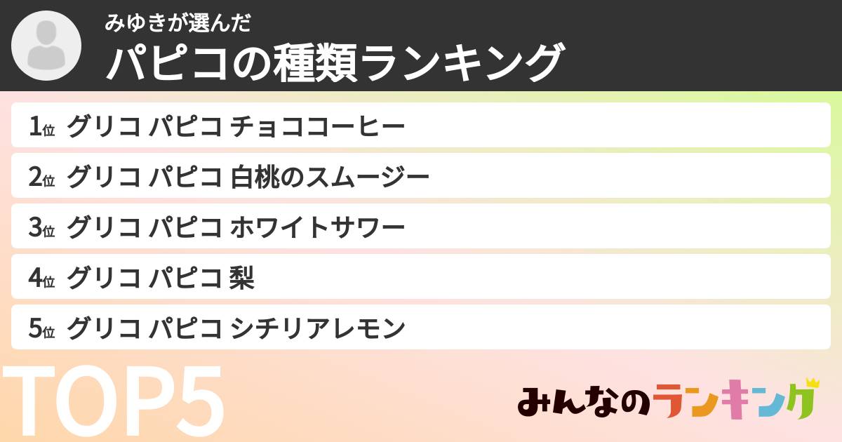 みゆきさんの「パピコの種類ランキング」