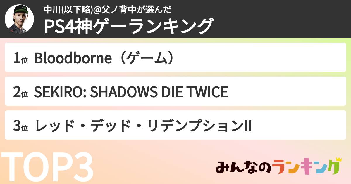 中川(以下略)@父ノ背中さんの「PS4神ゲーランキング」