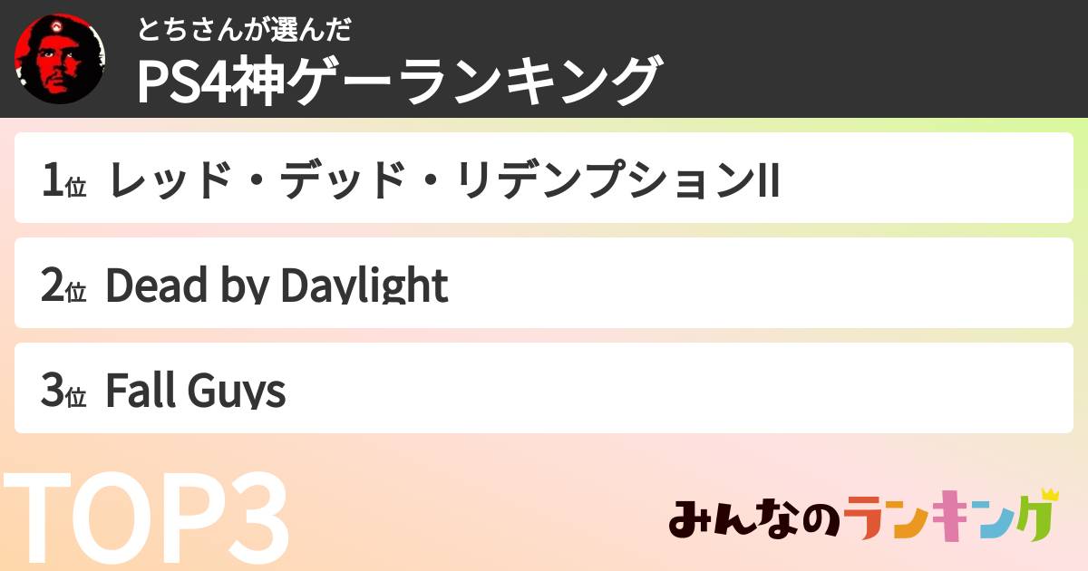 とちさんさんの「PS4神ゲーランキング」