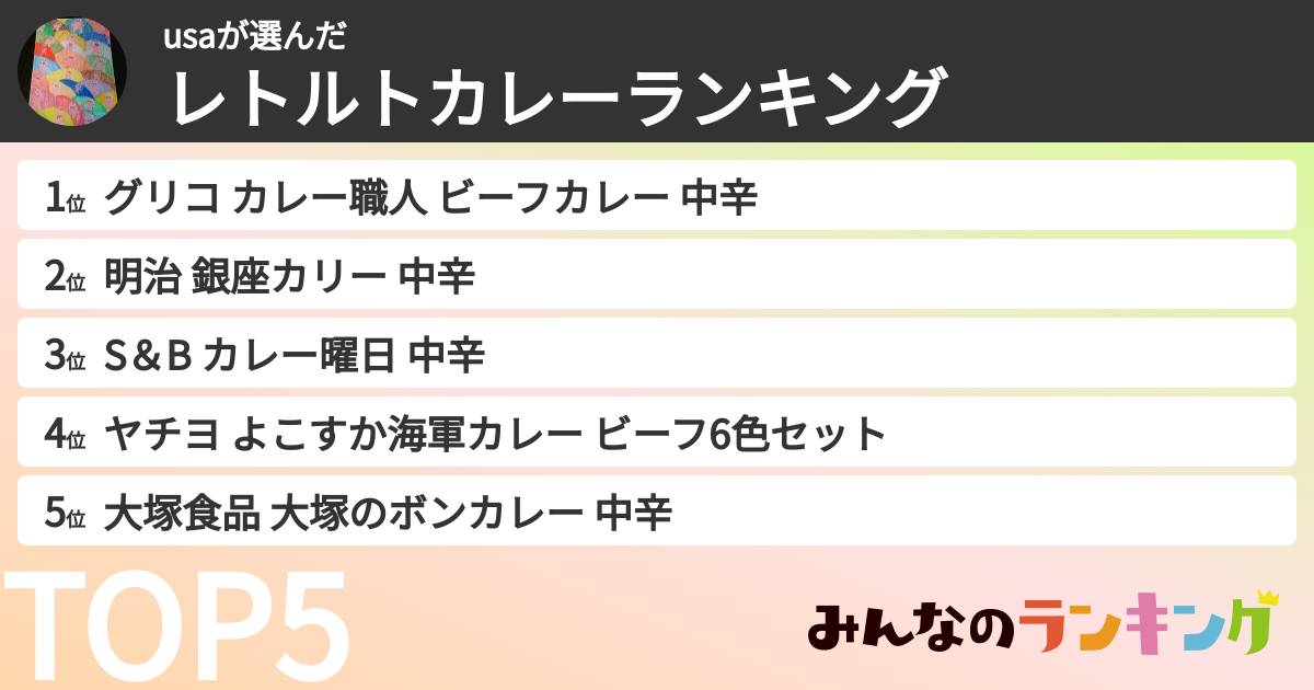 usaさんの「レトルトカレーランキング」