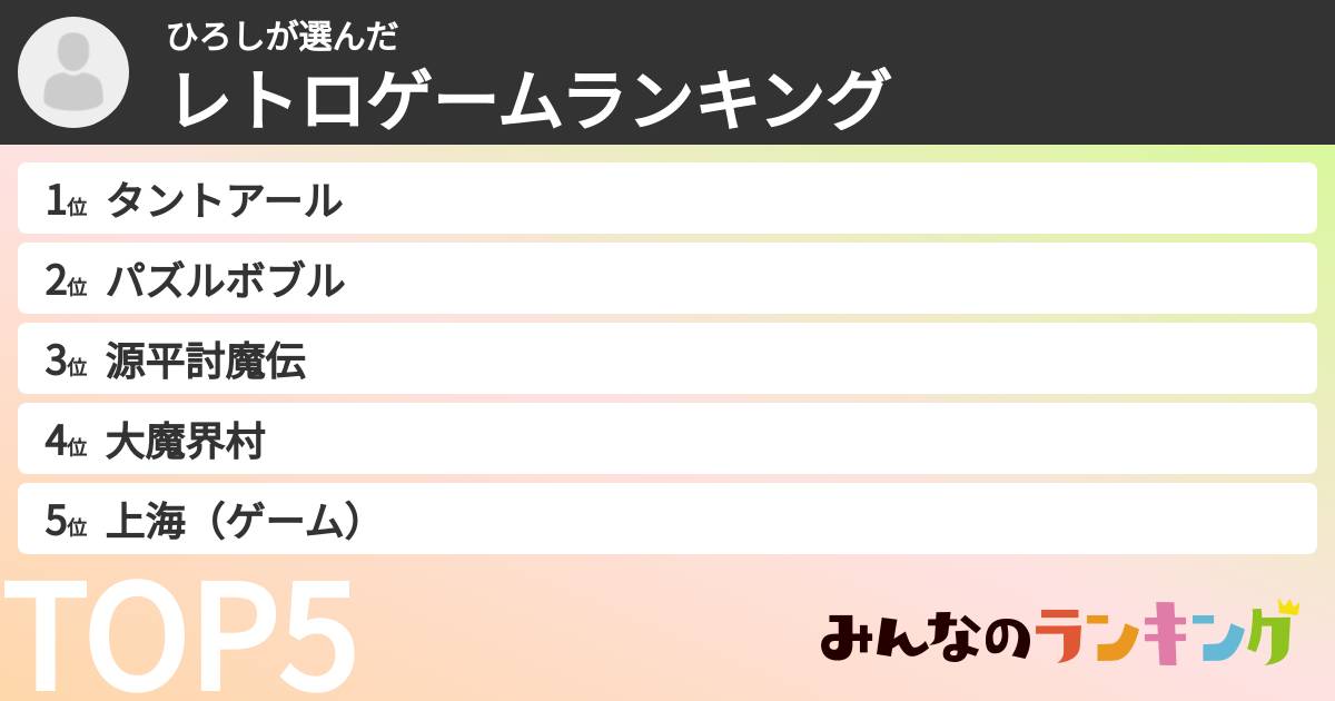 ひろしさんの「レトロゲームランキング」