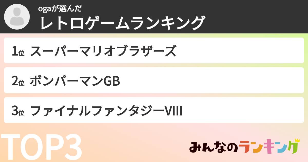 ogaさんの「レトロゲームランキング」