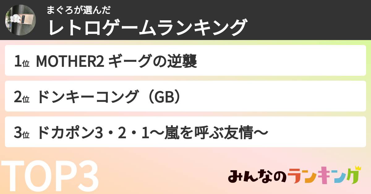 まぐろさんの「レトロゲームランキング」