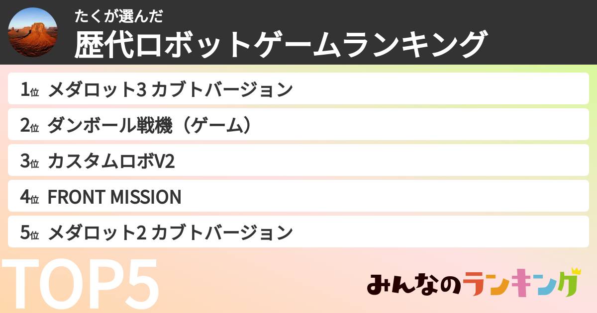 たくさんの「歴代ロボットゲームランキング」