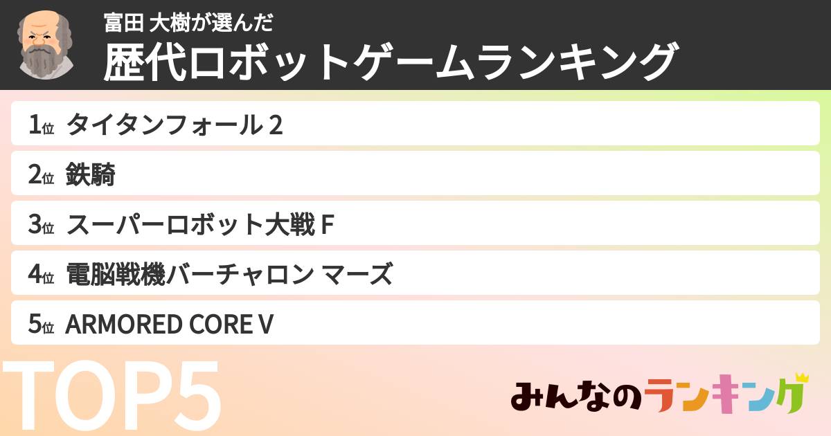 富田 大樹さんの「歴代ロボットゲームランキング」