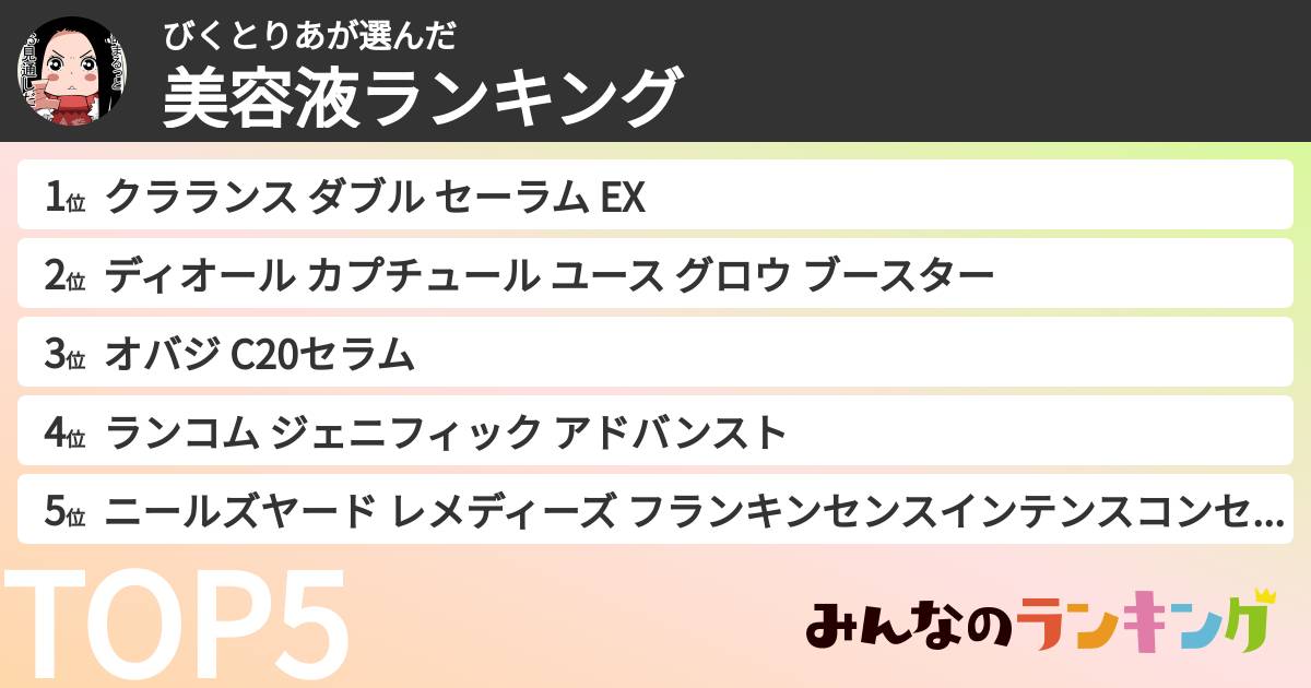 びくとりあさんの「美容液ランキング」