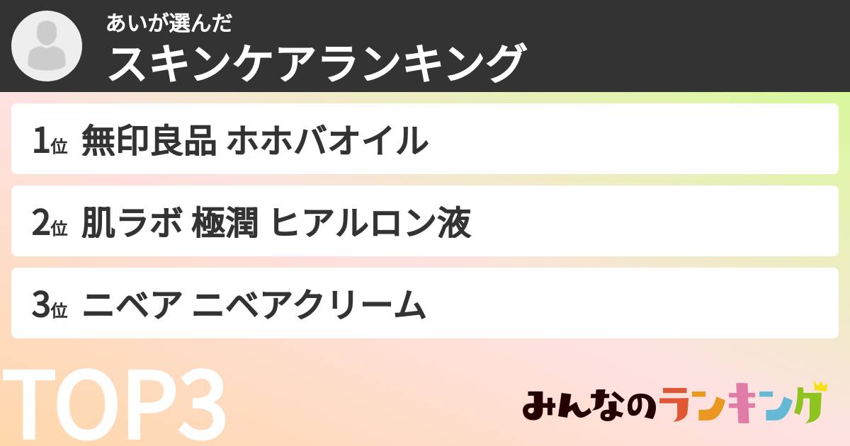 あいさんの「スキンケアランキング」