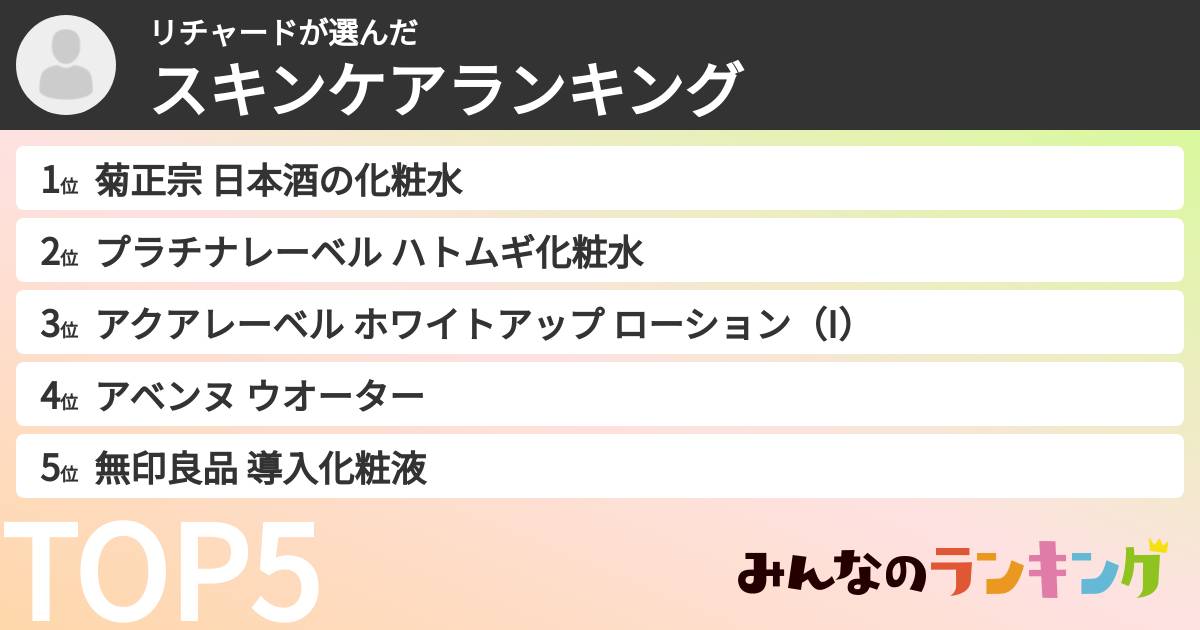 リチャードさんの「スキンケアランキング」