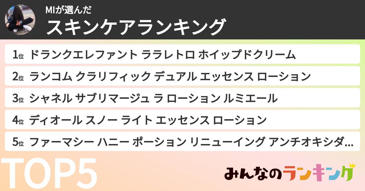 MIさんの「スキンケアランキング」