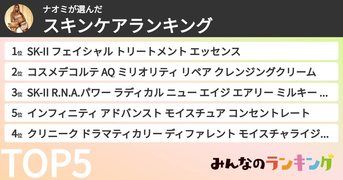 ナオミさんの「スキンケアランキング」