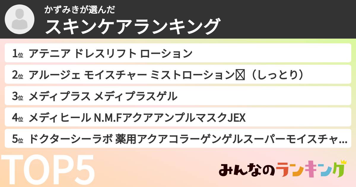 かずみきさんの「スキンケアランキング」
