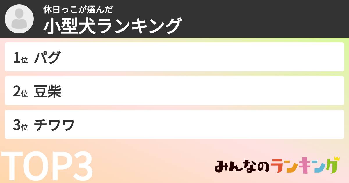 休日っこさんの「小型犬ランキング」
