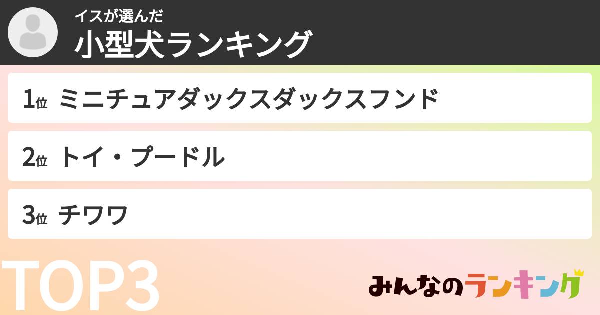 イスさんの「小型犬ランキング」