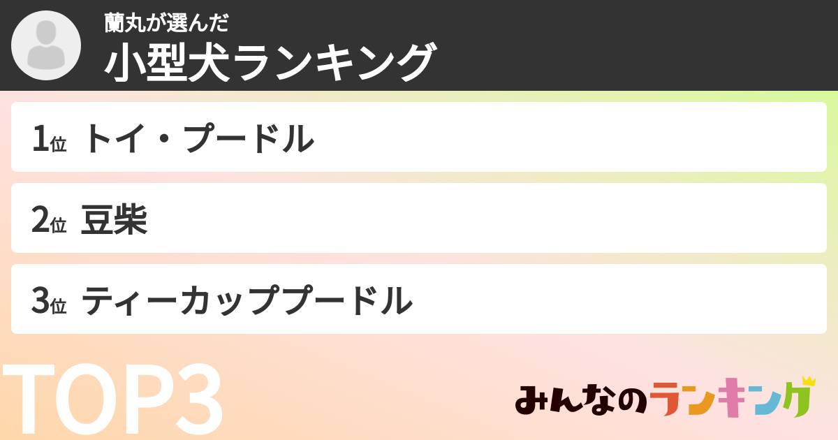 蘭丸さんの「小型犬ランキング」