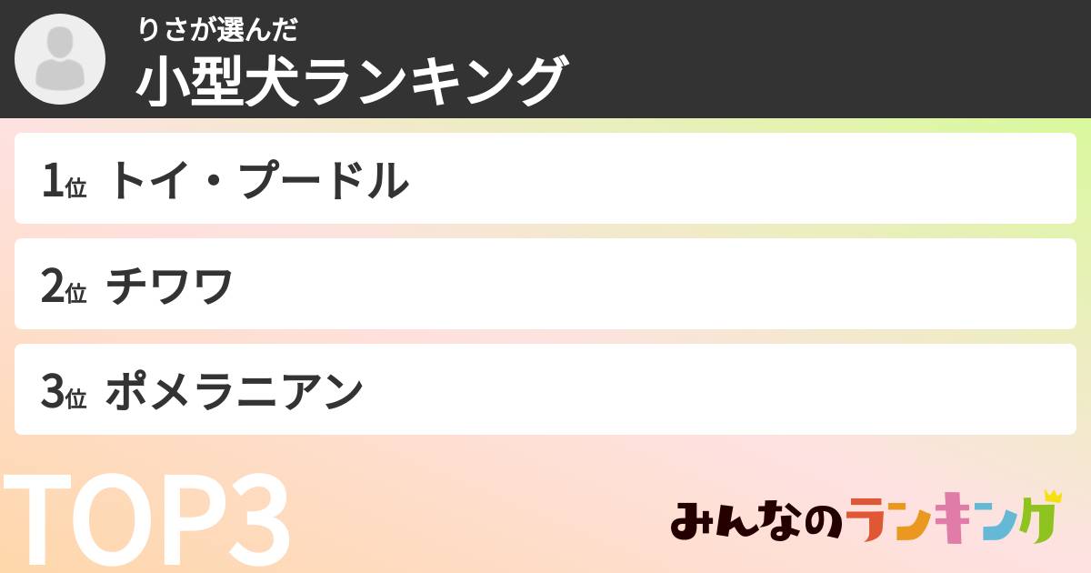 りささんの「小型犬ランキング」
