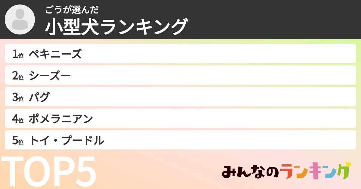 ごうさんの「小型犬ランキング」