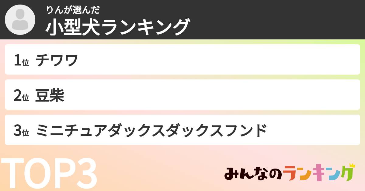 りんさんの「小型犬ランキング」