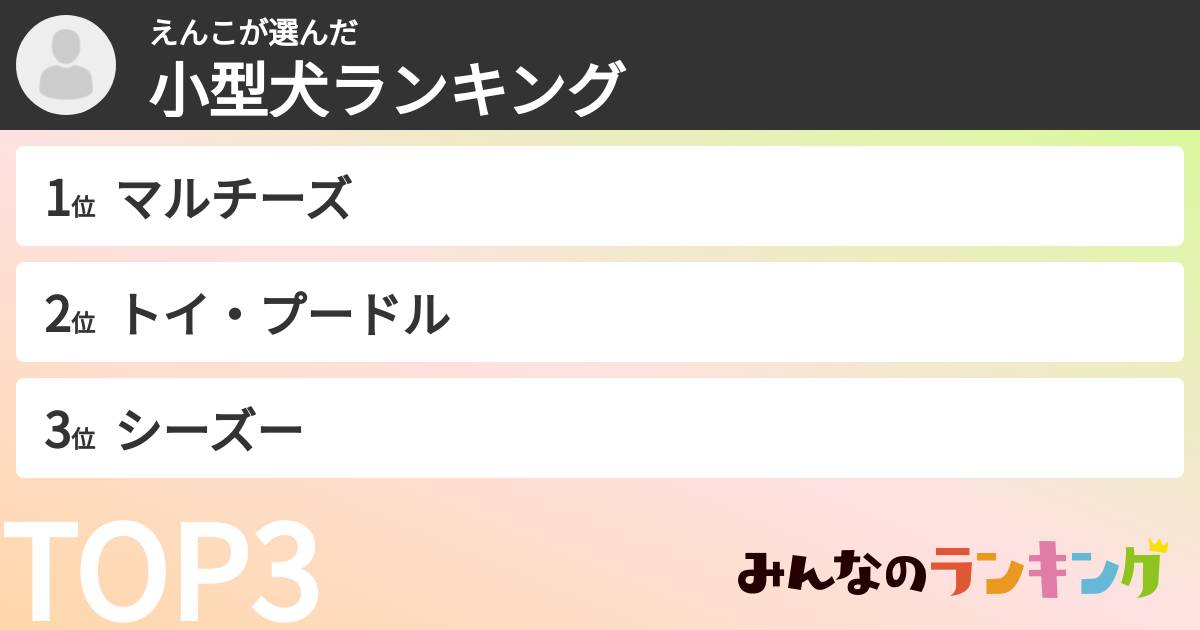 えんこさんの「小型犬ランキング」