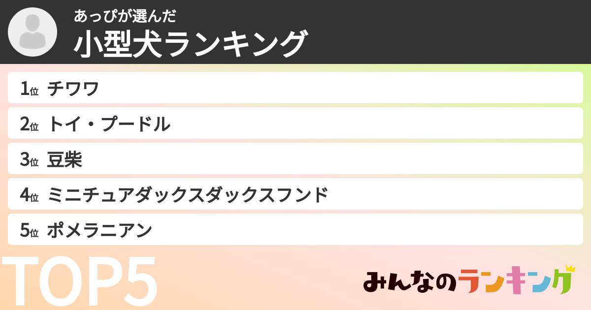 あっぴさんの「小型犬ランキング」