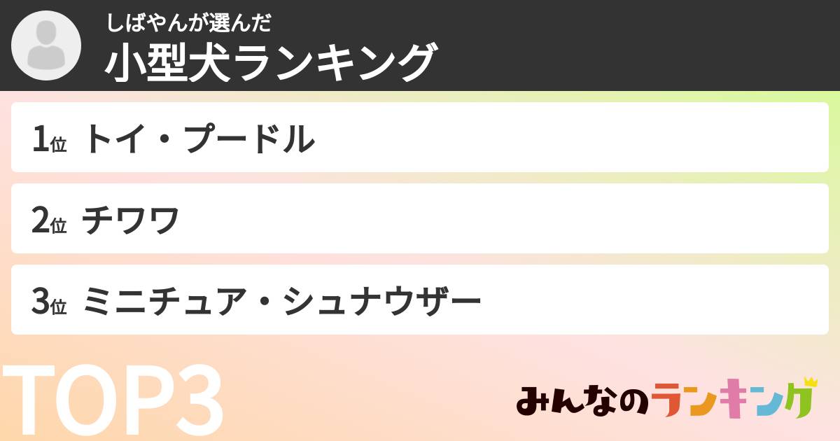 しばやんさんの「小型犬ランキング」