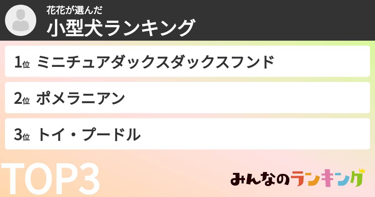 花花さんの「小型犬ランキング」